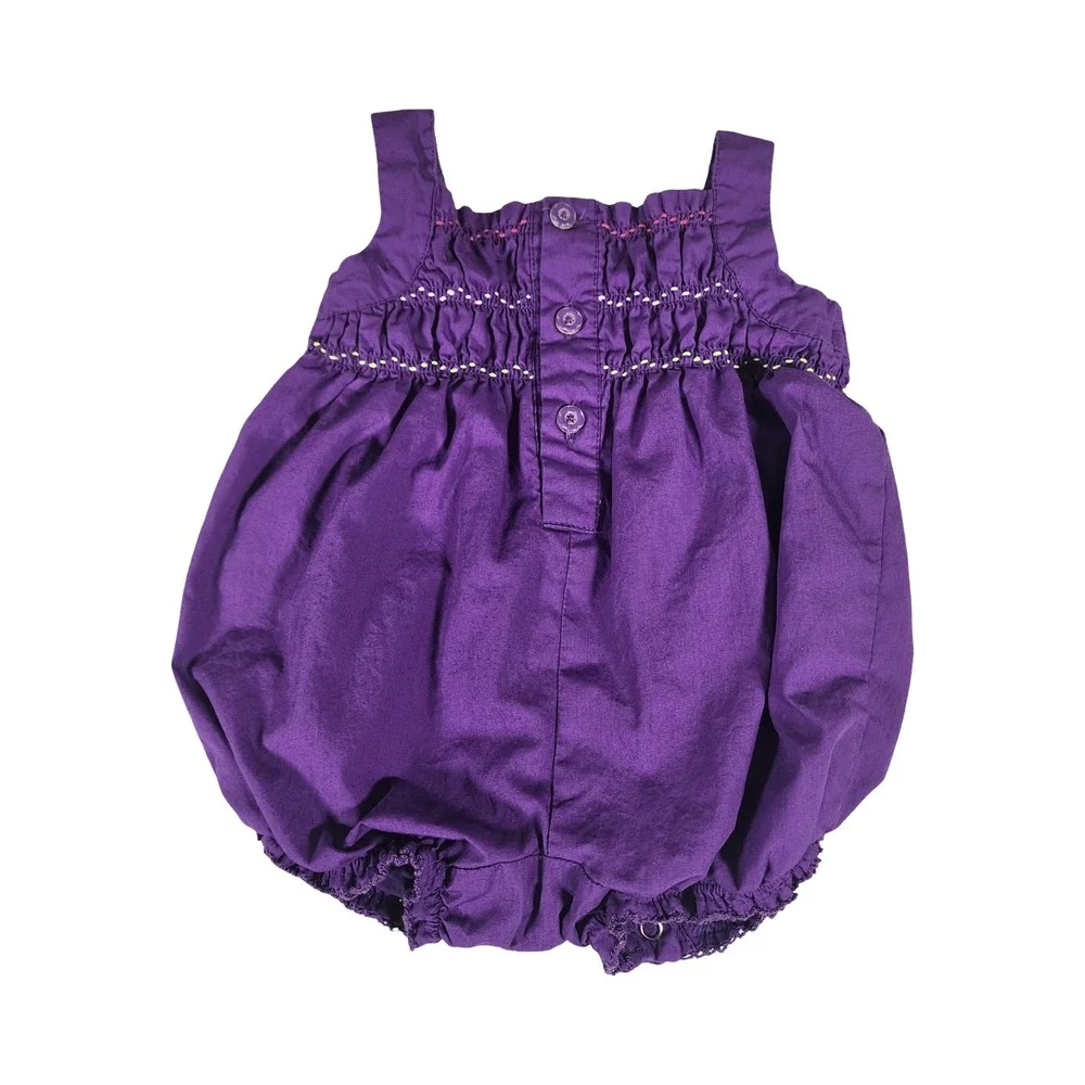 The Childrens Place Baby Girl Purple Floral Embroidered Bubble Romper 0-3 Months